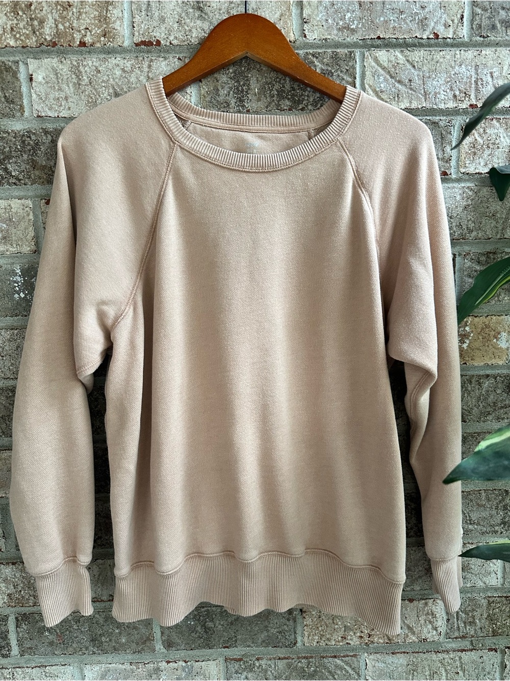 aerie Ribbed-Neck Sweatshirt in Taupe Medium   Great for layering